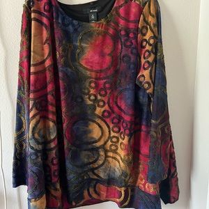 Ali Miles watercolor abstract blouse, size 2x